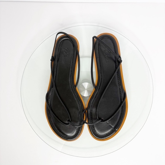 J. Crew Sorrento Black Asymmetric Strap Flat Sandals Women’s 10.5 Summer Dressy - Picture 2 of 6